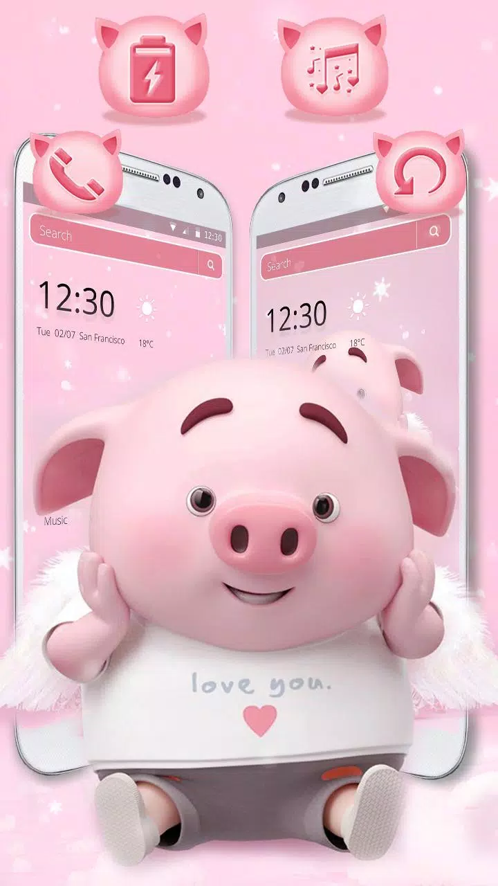 Tải xuống APK Cute Pink Cartoon Piggy Theme cho Android