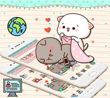 Cute Pink Cat Cartoon Theme screenshot 1