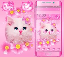 Cute Pink Kitty Cat Theme الملصق