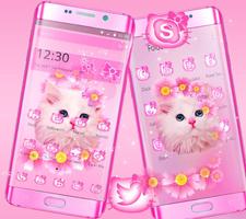Cute Pink Kitty Cat Theme تصوير الشاشة 1