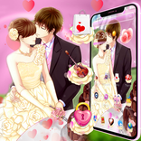 かわいいロマンチックな愛のカップルのテーマ