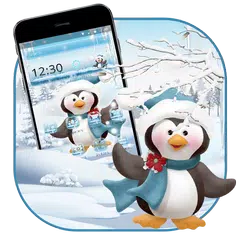 Baixar Tema bonito do pinguim da neve APK