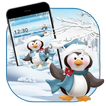 Śliczny pingwin śnieżny temat