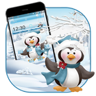 Cute snow penguin theme أيقونة