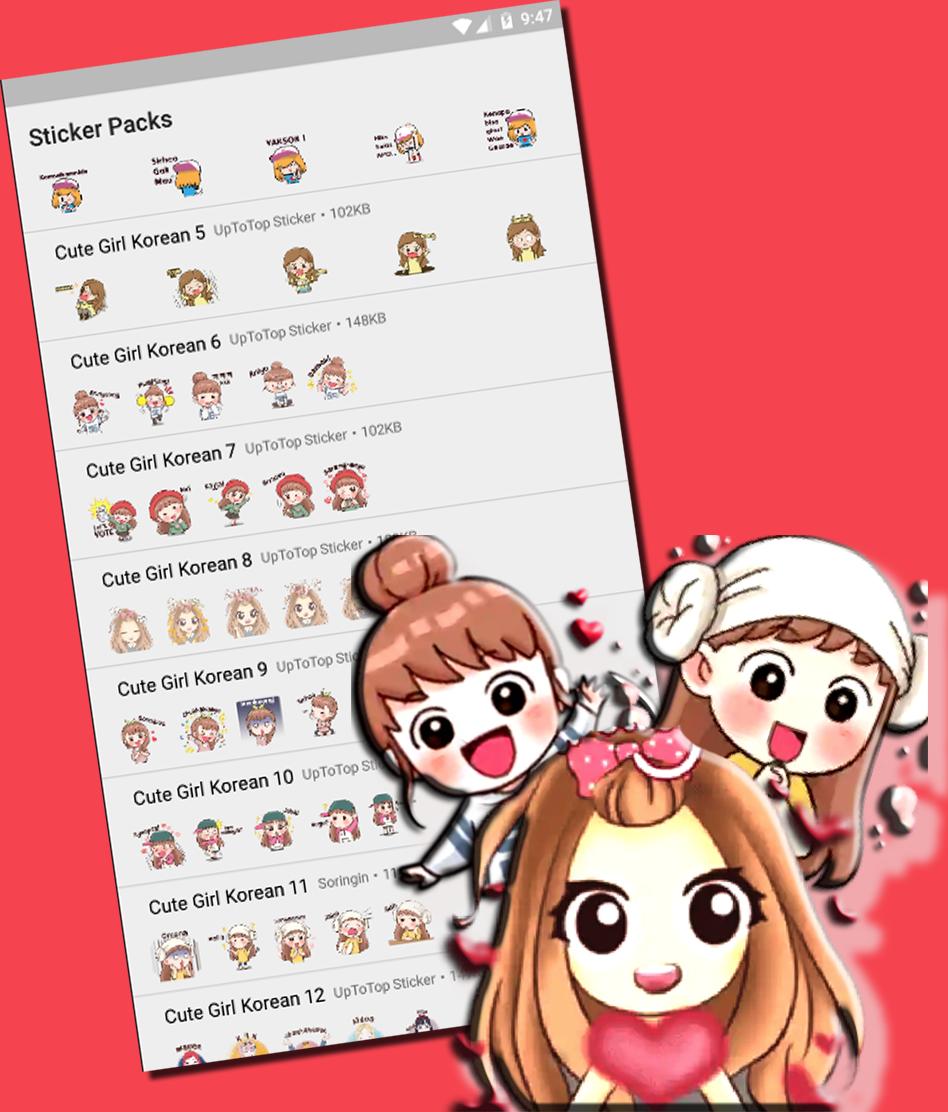 Cute Korean Girl Sticker For Whatsapp Kpop Fans For Android
