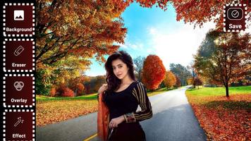 Cut paste photo editor with autumn background syot layar 2