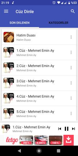 android icin kurani kerim cuz dinle kuran meali hatim dinle apk yi indir