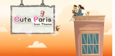 Cute Paris Comic Theme: Cartoon Paris launcher