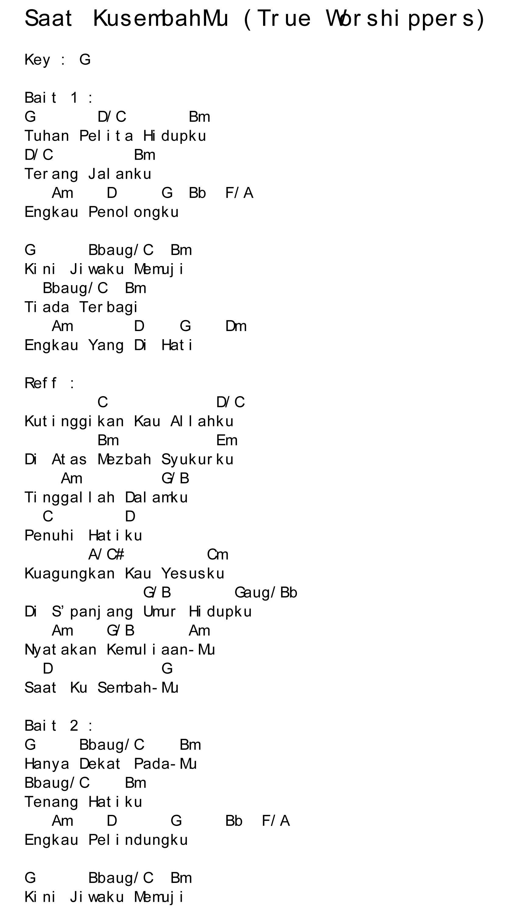 Chord Lagu Rohani Yang Mudah