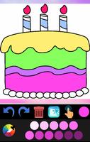 Livre de coloriage gâteau d'anniversaire Affiche