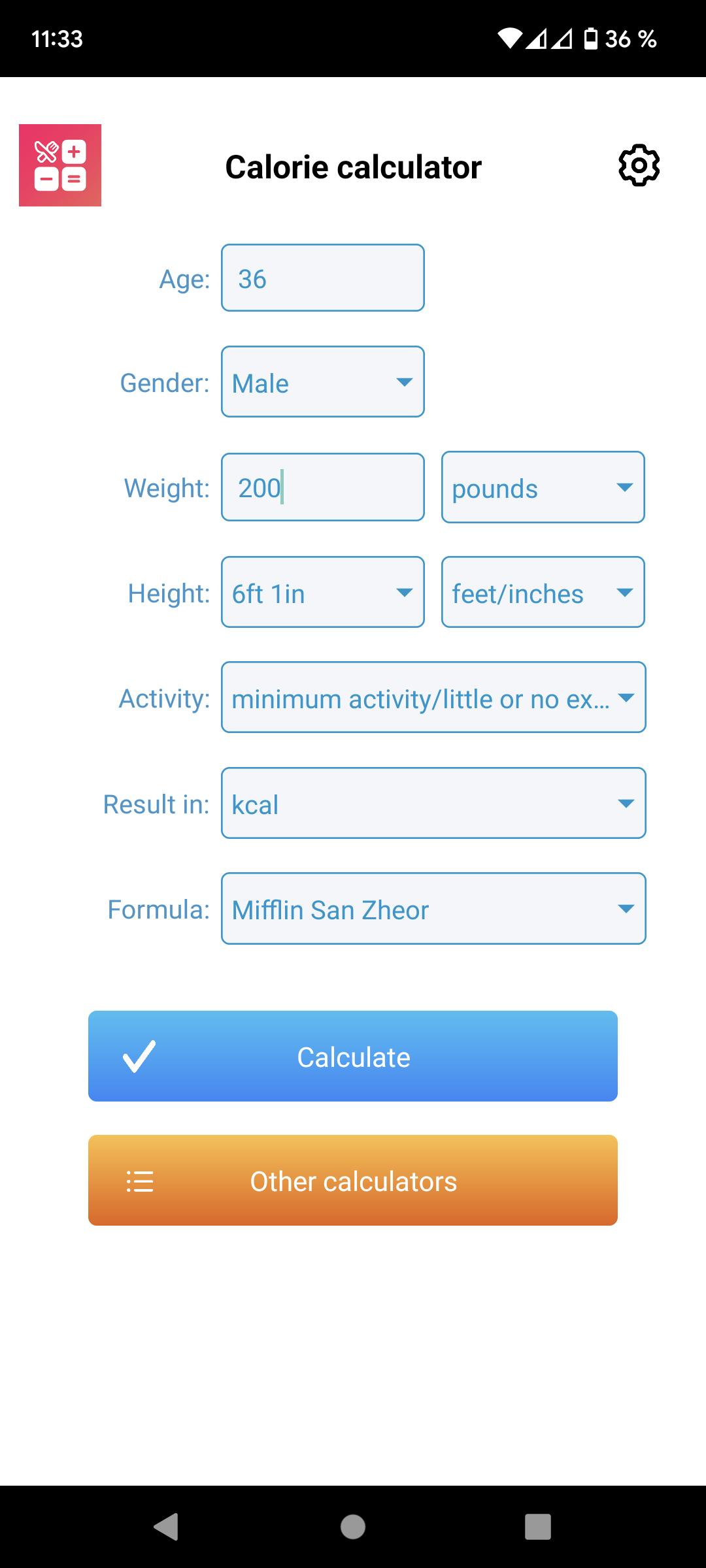 Descarga de APK de Calculadora de calorías para Android