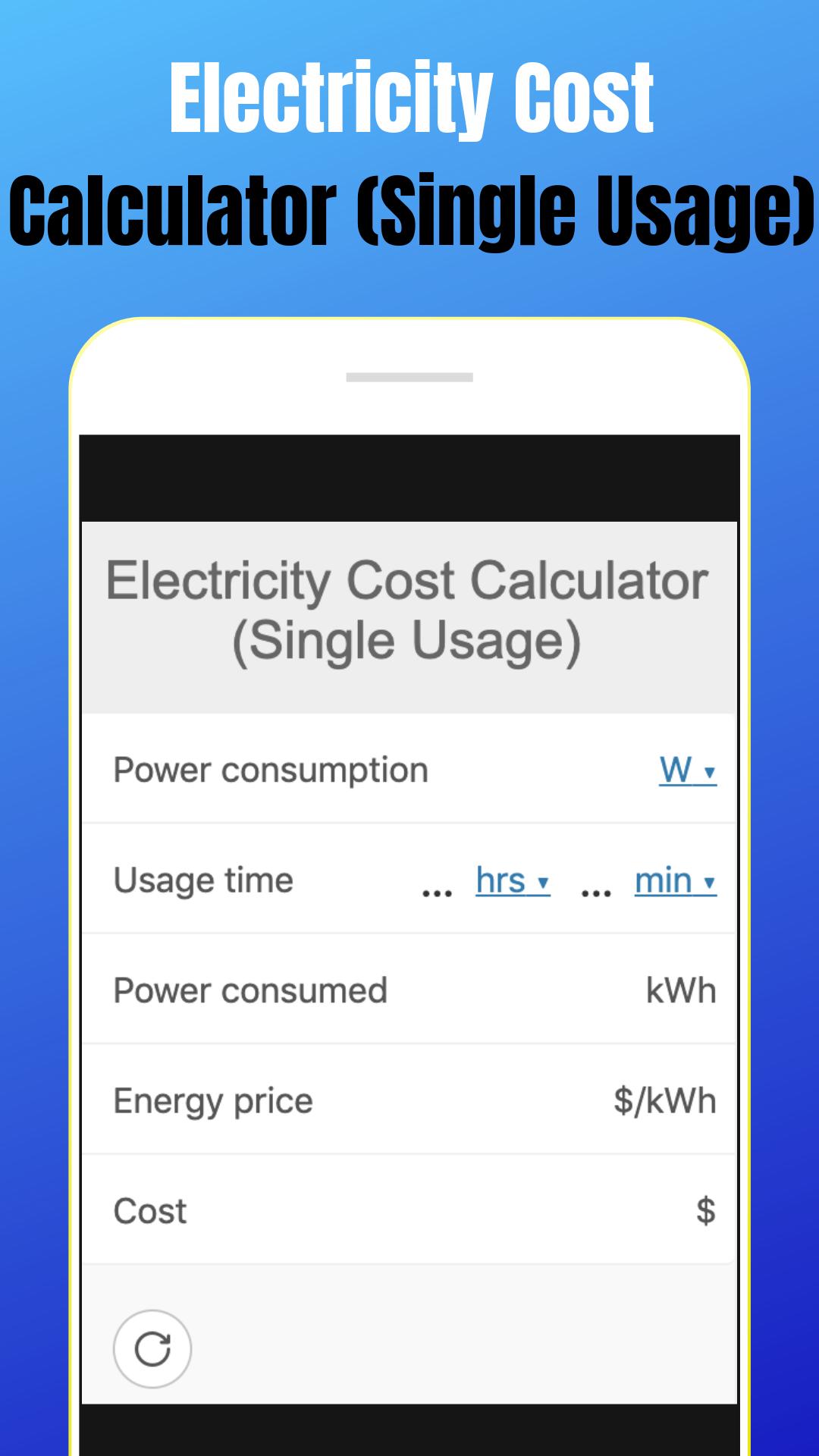 Electricity Cost Calculator Single Usage For Android Apk Download