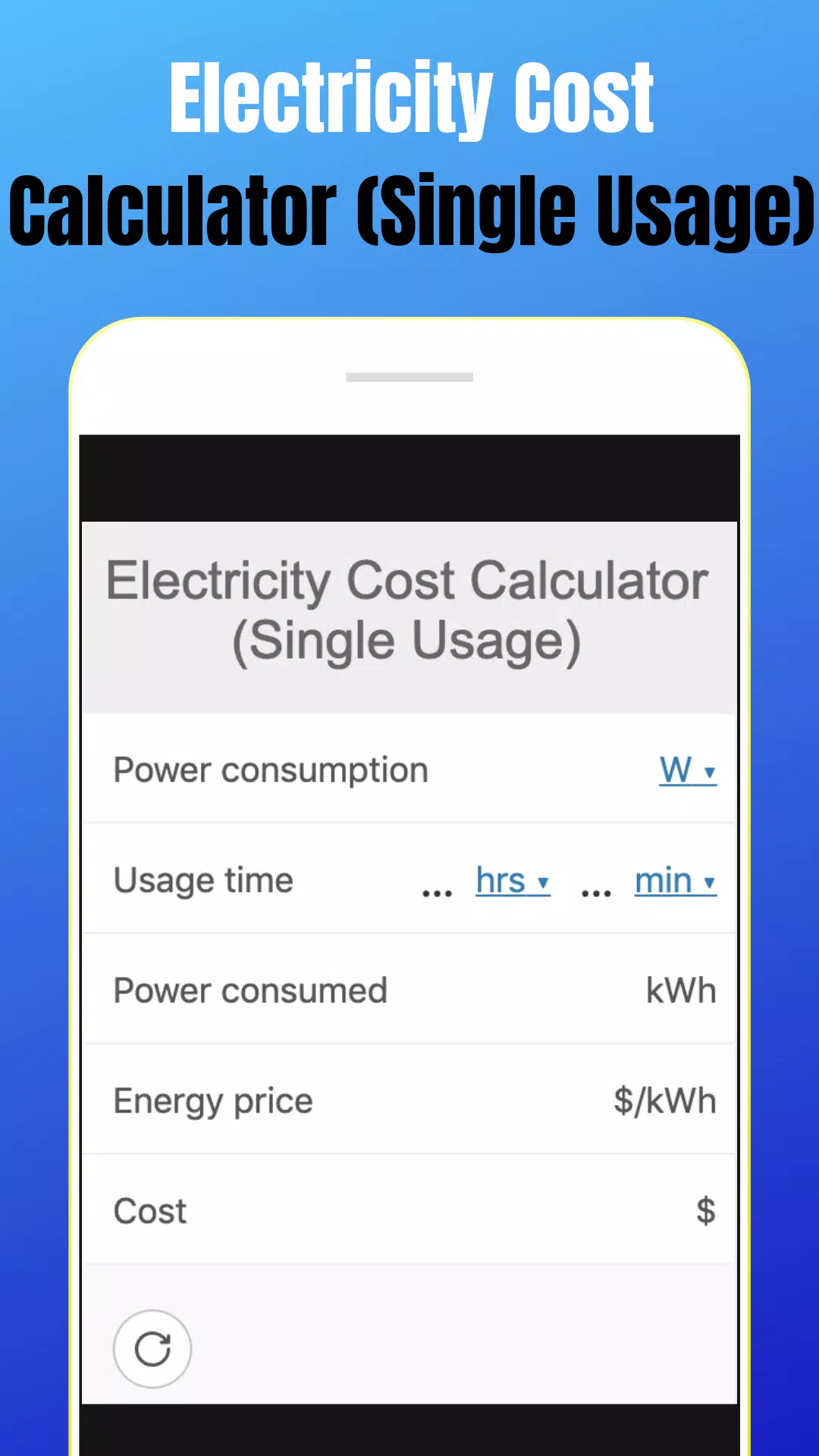 Electricity Cost Calculator (Single Usage) APK pour Android Télécharger