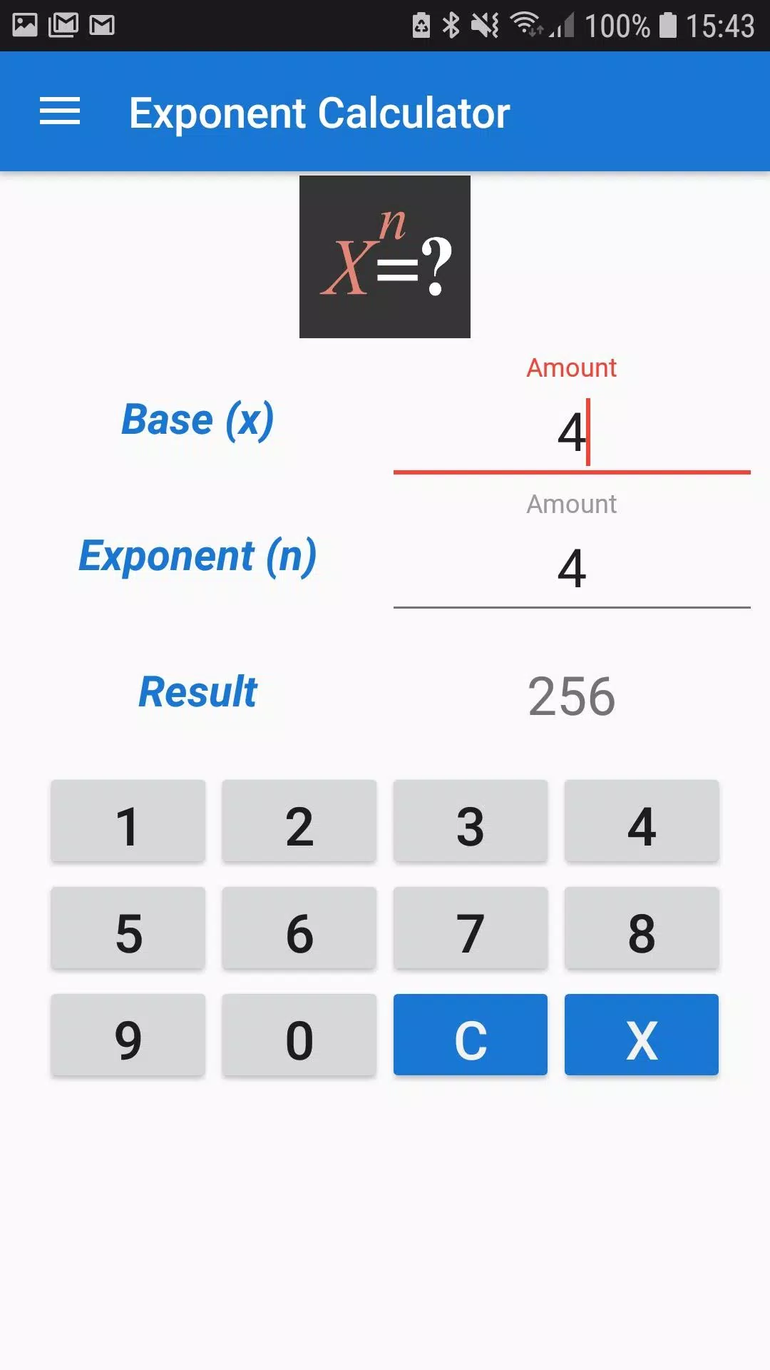 Calcul de puissance / exposant de nombres APK pour Android Télécharger