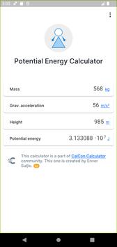Potential Energy Calculator screenshot 1