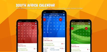 South Africa Calendar with Holidays ポスター