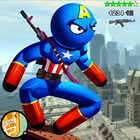 Stickman Capitaine american Rope Hero Gangster أيقونة