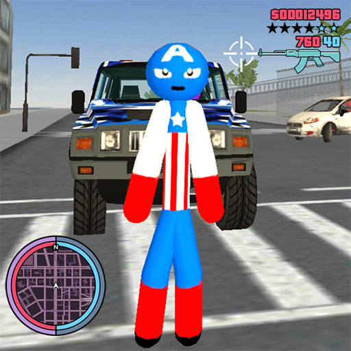 Us Capitain Stickman Rope Hero Gangstar Crime