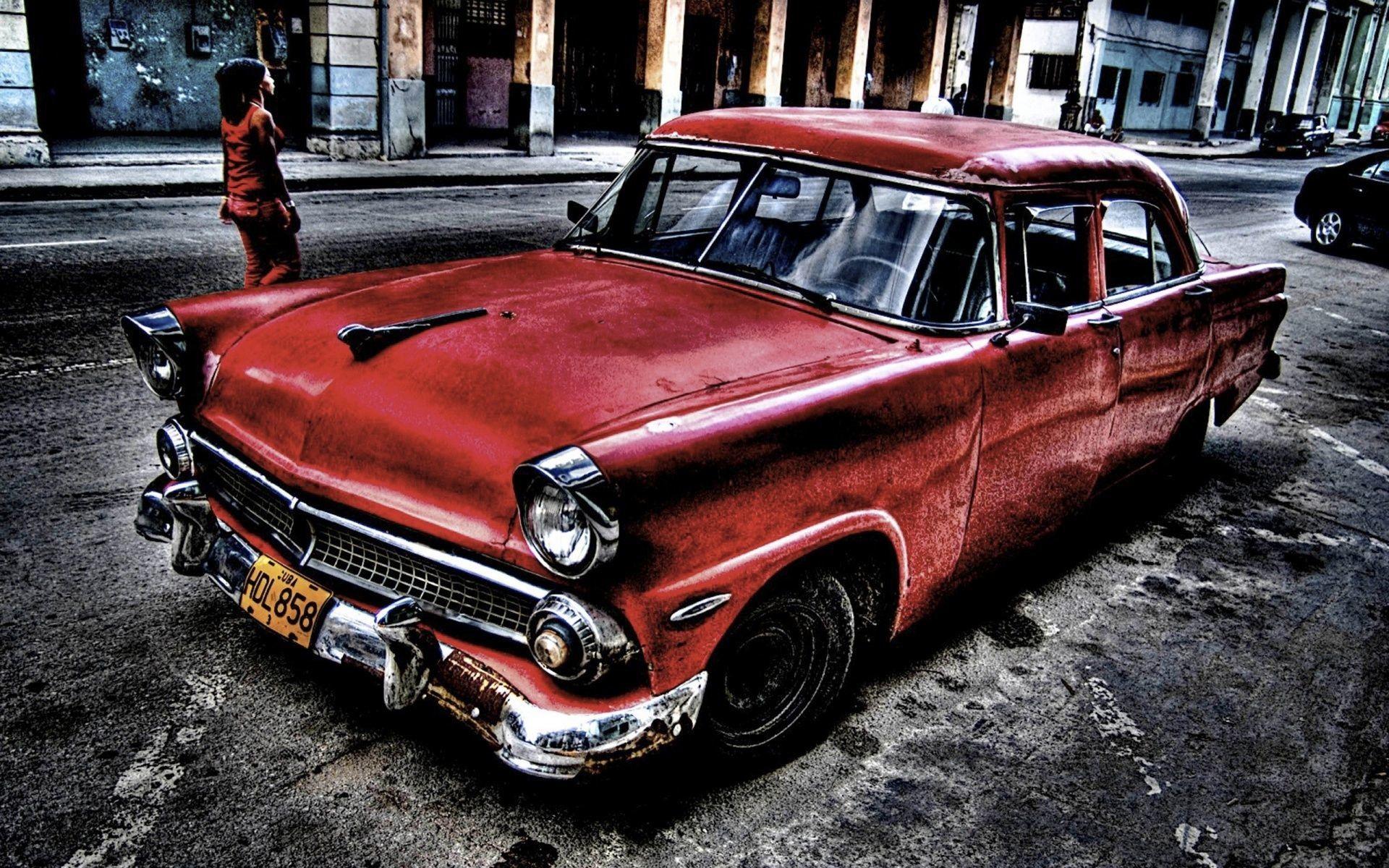 Classic car Red 4к
