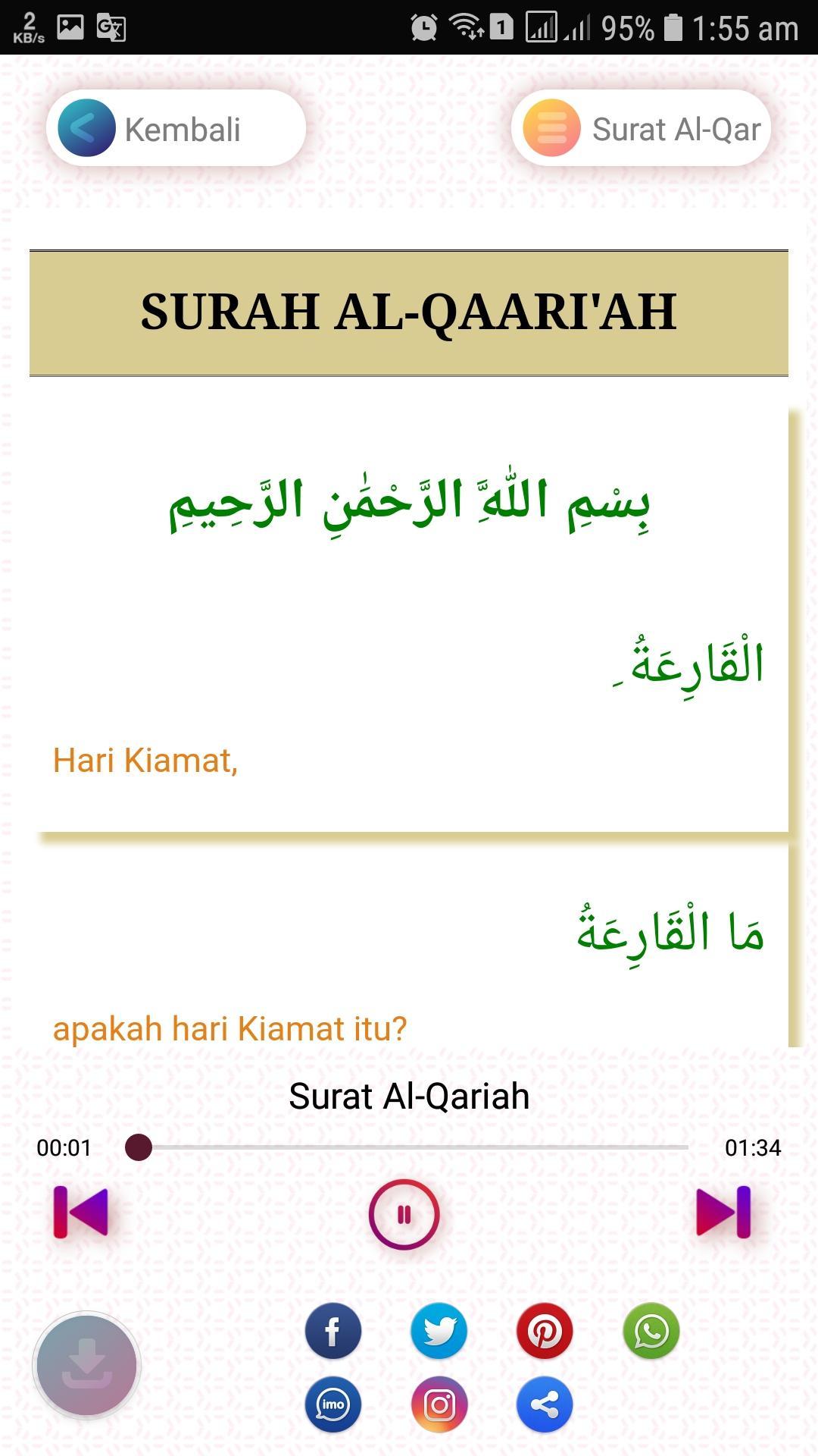 Surat Al Qoriah Mp3 Dan Terjemah Pour Android Téléchargez