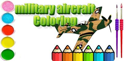 Coloring military plane poster
