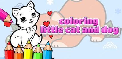 coloring little cat and dog постер