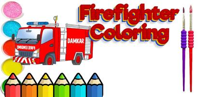 fire truck coloring book 海報