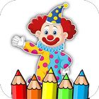 coloring funny clown icono