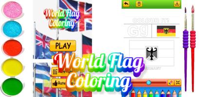 world flag coloring game Affiche