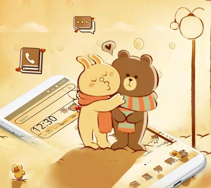 Cartoon Romantic Warm Bear Couple Theme APK for Android Download