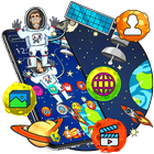 Icona Cartoon galaxy astronaut theme