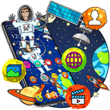 Cartoon galaxy astronaut thema-icoon