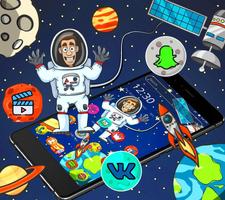 Poster Cartoon galaxy astronaut theme