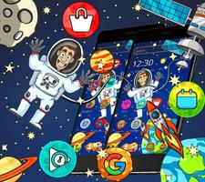 Cartoon galaxy astronaut theme captura de pantalla 2