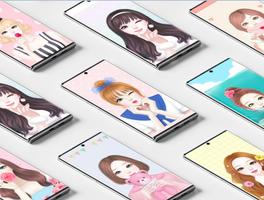 Cartoon Girl Wallpaper Plakat