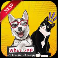 پوستر cat and dog stickers for WhatsApp