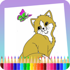 livre de coloriage chat icône