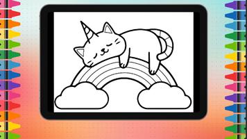 Cat Unicorn Coloring Game Affiche