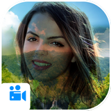Efeito de mistura de foto natureza com animação ícone