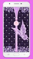 Zipper Lock Screen Pink Butterfly Pearl پوسٹر