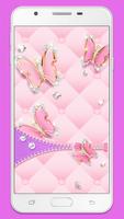 Zipper Lock Screen Pink Butterfly Pearl اسکرین شاٹ 3