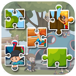 Playing Kids Jigsaw Puzzle