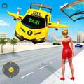 Flying Car Yellow Cab City Taxi Driving Games