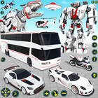 autobús escolar robot juego icono