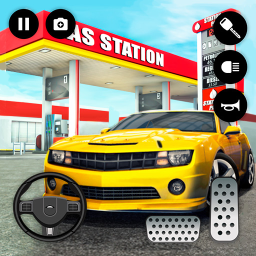 加油站停車場遊戲和汽車駕駛模擬器