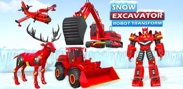 Snow Excavator Robot Car Games