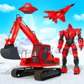 Snow Excavator Crane Transform Robot Shooting Game