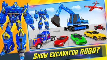 Snow Excavator Robot Car Games اسکرین شاٹ 1