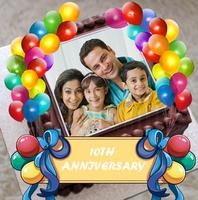 Birthday & Anniversary Cake Photo Frame With Name پوسٹر