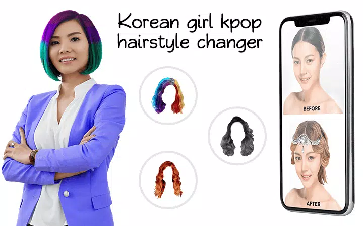 Korean Girl Kpop Hair Style Changer APK for Android Download